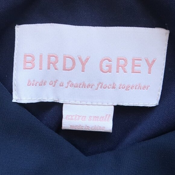 𝅺Birdy Grey Gwennie Navy Chiffon Blouson Spaghetti Strap Maxi Dress Size XS - Picture 13 of 14